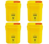 4Pcs Travel Sharps Bin, 0.3L Bin Mini Compact Square Leakproof Compact Disposal Box, Puncture-Resistant Small Sharps Box for Safe Needle Disposal, Portable Mini Sharps Container