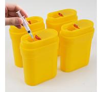 4Pcs Travel Sharps Bin,0.3L Sharps Box for Diabetic Pen Needles,Blood Lancets & Test Strips,Yellow Small Portable Sharps Container for Diabetics Travel and Personal Daily Use