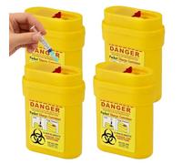 4Pcs Travel Sharps Bin Small - Portable Sharps Disposal Container for Insulin Pen Needles, Diabetic Syringes & Lancets - Compact Medical Travel Sharps Box Leakproof Design