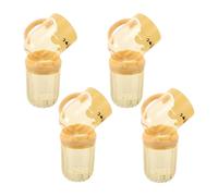 4pcs Travel Toothbrush Holder with Detachable Handle Plastic Yellow