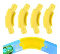 4pcs Turn Track Pieces for Hot Wheels, 45 Degree Curved Race Track Connectors for Toy Car Racetrack Builder Corners Components Parts Set Compatible with Hot Wheels (Yellow)