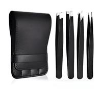 4Pcs Tweezer Set Precisions Stainless Steel Eyebrow Tweezers for Facials Hair Inward Growing Hair Splinters Remover Kits Tweezers Set with Travel Case