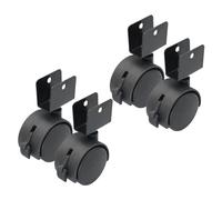 4Pcs Twin Wheel Furniture Castors U Bracket Nylon Castors Swivel Castor Wheels with Brakes Black Universal Swivel Casters for Furniture, Flower Stands, Cribs