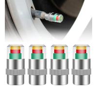 4PCS Tyre Pressure Sensor Valve Caps - 3-Color Visual Alert Tyre Valve Caps for Cars, Motorcycles & Bikes, Durable Car Tyre Valve Caps with Dust Protection