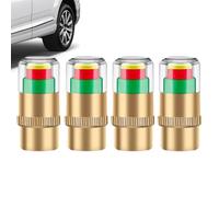 4Pcs Tyre Valve Caps with Pressure Indicator, Universal Tyre Stem Caps Sensor, Heavy Duty Air Pressure Gauge for Car, Motorcycle, Bike, Cycling, Easy Screw On Air Cap, Leak Proof Tyre-Pressure Monitor