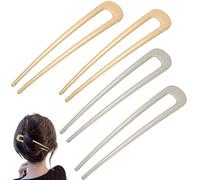 4Pcs U-Shaped French Hair Pins for Thick Hair, Metal French Twist Hair Pins for Women, Elegant Bun Hair Accessories, 3.92 In Large French Pins in Silver and Gold