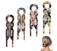 4PCS U-Shaped French Hair Pins for Women - Acetate Hair Clips for Thick, Thin, Fine Hair - Decorative Bun Styling Barrettes in Black & Blonde (B)