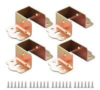 4PCS U-Shaped Heavy Duty Bed Rail Brackets Cold-Rolled Steel Metal Frame Support Hinges Rust-Resistant Connectors for Wooden Bed Frame Fixing and Bed Slat(gold 32mm)