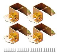 4PCS U-Shaped Heavy Duty Bed Rail Brackets Cold-Rolled Steel Metal Frame Support Hinges Rust-Resistant Connectors for Wooden Bed Frame Fixing and Bed Slat(gold 35mm)