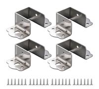 4PCS U-Shaped Heavy Duty Bed Rail Brackets Cold-Rolled Steel Metal Frame Support Hinges Rust-Resistant Connectors for Wooden Bed Frame Fixing and Bed Slat(silve 35mm)