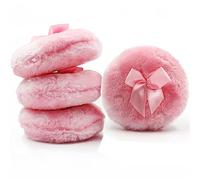 4Pcs Ultra Soft Fluffy Powder Puffs Round Face Body Cosmetic Powder Puff Loose Powder Puffs with Bow Knot Beauty Puff Sponge, Pink