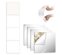4pcs Unbreakable Acrylic Mirror, 8×8" Wall Mirror Full Length, Self-Adhesive Mirror Stickers, Frameless Small Mirror Safe Shatterproof Kids Wall Mirror Tiles for Bathroom Home Gym Bedroom Classroom