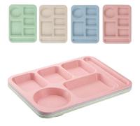 4Pcs Unbreakable Divided Plate,14inch Reusable Plastic Lunch Trays With 6 Compartments,Large Portion Control Plate Serving Meal Plate for Adults,Microwave & Dishwasher Safe For Daily Use,4Colors