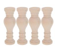 4pcs Unfinished Wood Finial Post Caps for DIY Home Decoration Set | Hand Carved Wood, Wide Compatibility, Secure Assembly, Beige Finish, Architectural Style for Stair and Cabinet Accents