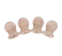 4pcs Unfinished Wood Railing Post Ball Cap for Staircases | Solid Wood, round Carved Details, Modern Minimalist Style, Enhances Stability for Homes and Commercial Areas