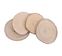 4pcs Unfinished Wood Slice Rounds 9.84 Inch Round Circles | Natural Coffee Tone, Year Ring Texture, Easy to Carve and Color, for Candles, Flowers, Farmhouse Decor