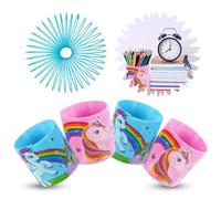 4Pcs Unicorn Magic Spring Toy, Rainbow Slinky, Summer Kids Party Bag Fillers, Springy Fun for Children, 6.5cm
