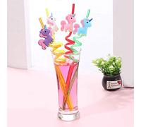 4Pcs Unicorn Plastic Straws Unicorn Straw Drinking Straw for Unicorn Party Kids Birthday Party Decoration Supplies