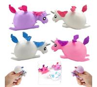 4Pcs Unicorn Squeeze Balls Set - 8.5cm Colourful Stress Relief Toys |Rubber Splat Balls Safe, Non-Toxic and Fun Play for Kids 3+Years