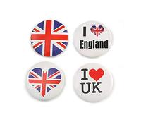 4pcs Union Jack Heart Lapel Pin Button Badge - 3cm Diameter