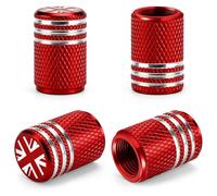 4Pcs Union Jack Tyre Valve Caps,Aluminium Alloy Dust Caps,Universal Laser Engraved Car Tyre Valve Stem Caps,Corrosion Resistant Wheel Dust Covers for Cars,SUVs,Trucks,Motorcycles,Bicycles (Red)