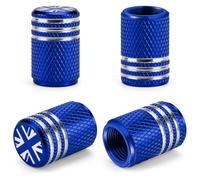 4Pcs Union Jack Tyre Valve Caps,Aluminium Alloy Dust Caps,Universal Laser Engraved Car Tyre Valve Stem Caps,Corrosion Resistant Wheel Dust Covers for Cars,SUVs,Trucks,Motorcycles,Bicycles (Blue)