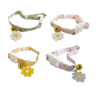 4Pcs Unique Daisy Cat Collar Lovely Comfortable Quick Release Kitten Collar Soft Adjustable Flower Pattern Pet Collar with bells for Pets Detached Pendant