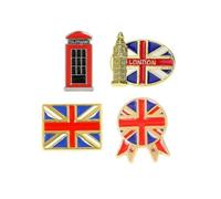 4pcs United Kingdom Flag Brooches for Men Women Britain National Flag Enamel Pins London Building Brooch Pins Lapel Badge Pin Telephone Booth Badge Accessories Gifts