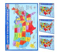 4pcs United States Wall Map Poster States and Major Cities | UV Paper Print, Fade Resistant Finish, Intuitive Layout, for Classrooms and Bedrooms