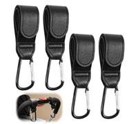 4PCS Universal Baby Stroller Hooks Clips for Hanging Bags and Shopping, Convenient Stroller Carabiner Clip Perfect for Uppababy, Babyzen Yoyo, Britax, Bugaboo, Bob, Buggy, Shopping Cart(Black)
