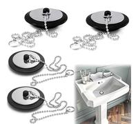 4Pcs Universal Bath Plug Replacement, kitchen Sink Plug with Chain Bathroom Sink Plugs Replacement, Drain Stopper for Bathroom Kitchen Bathtub, (Range 40 MM to 45 MM Chain 40CM)