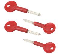 4PCS Universal Brass Bolt Key Security Rack Bolt Keys 80mm Spare Star Key for Doors and Windows Locks Fire Door Pipe Well Door, Key Length 30mm, Red