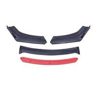 4PCS Universal Car Front Bumper Splitter Lip Diffuser Body Kit Spoiler Strip Bumper Guard Gloss Carbon Decorative Splitter(Red Carbon Look)