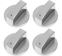 4PCS Universal Cooker Knobs Replacement - 6mm Shaft, Metal Control Knob for Gas Hob Oven Stove, Cooker Dial Switch Handle for Electric Gas LPG Cookers, Easy Grip Spare Part for Kitchen Repair - Silver