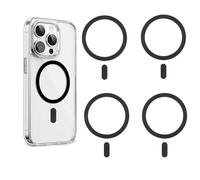 4PCS Universal Metal Ring Sticker, Compatible Ring, Black Sticker, Support Wireless Charging for Phone Case, iPhone & Samsung Cases