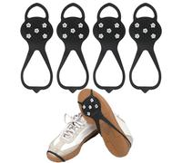 4pcs Universal Non-Slip Gripper Spikes for Shoes, Ice Traction Cleats Crampons 5-Tooth Ice Cleats Ice Shoes Grippers Ice Snow Grips for Hiking Climbing Ice Sports
