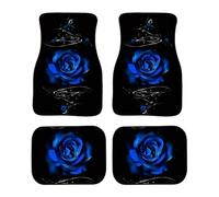 4pcs Universal Rose Printed Car Floor Mats Non-slip Front & Rear Seats Anti-fouling And Dust-proof,Protection