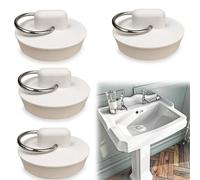 4Pcs Universal Sink Plug, White Rubber Bath Plug, Kitchen Sink Plug Replacement Drain Stopper Basin Plug Shower Plug for Bathtub Kitchen and Bathroom (Size for 44-47mm Drain)