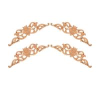4pcs Unpainted Wood Carved Applique for Cabinet and Bed DIY Projects | European Style Rubber Wood, Beige Finish, 32x8cm Size, Decorative Use for Home Furniture