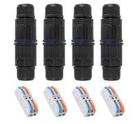4pcs Upgraded Junction Box Outdoor Waterproof IP68, CDF 2P 2Pole Wire Connector, Replaceable Lever Wire Connectors for AWG 28-12, Quick Screwless Installation Black