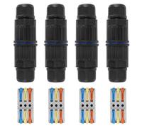 4pcs Upgraded Junction Box Outdoor Waterproof IP68, CDF 3P 3Pole Wire Connector, Replaceable Lever Wire Connectors for AWG 28-12, Quick Screwless Installation Black (3 PIN)