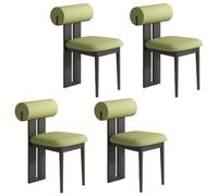 4PCS Upholstered Wooden Dining Chairs Set - Armless Kitchen & Living Room Chairs Modern Green & Black Design for Dining Room Office Bedroom Study Room