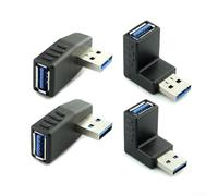 4Pcs USB 3.0 A Male to Female Extension Cable 90 Degree Right Angle Adapter | 90-degree right angle, saves space behind PCs, 4-pack for value set, USB 3.0 high-speed data, black molded design
