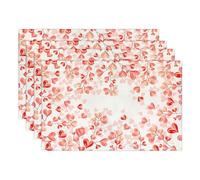 4Pcs Valentine's Day Pink Placemats Set Decorations, Love Pink Hearts Holiday Placemats Decors Watercolor Kitchen Placemats Sets for Home Farmhouse Dining Party Wedding Anniversary Kitchen Supplies