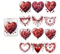 4pcs Valentine's Day Rose & Heart Design UV DTF Cup Wraps Winter UV DTF Transfer Sticker for Glass Cups Furniture Craft DIY Crafts，Rub on Transfer Stickers for DIY Water Bottle Laptop Decal Wood Car