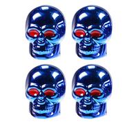 4Pcs Valve Caps Skull, Skull Styling Car Valve Covers, Tyre Valve Caps Copper Dust Caps for Car, Universal Tire Dust Covers Dust Caps for Any Automobile Bicycle Motorcycle (Blue)