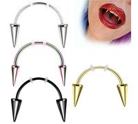 4PCS Vampire Teeth Ring Stainless Steel Piercing Jewelry for Halloween Cosplay Party