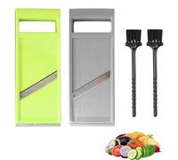 4PCS Vegetable Slicer Handheld, Multi-Functional Food Slicer for Cucumber Potato Tomato Efficient Kitchen Tool with Cleaning Brush (Green Grey)