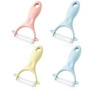 4PCS Vegetables Peeler Advanced Ceramic Peeler, Y Shape Easy Peelers for Kitchen, Ceramic Peeler with Plastic Handle, Potatoes Peelers for Fruits Vegetables, Blue Green Pink Colours