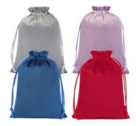 4pcs Velvet Drawstring Bags 18×13cm - Soft Multi-Coloured Dice Bags for Tarot Cards, Crystals, Jewellery & Runes - Reusable Velvet Storage & Gift Bags